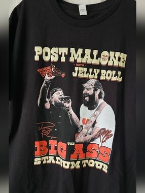 Post Malone & Jelly Roll Big Ass Stadium Tour Black Band Tee